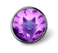 Broche décorative Mystic Fox Purple Aura Clouds, en alliage d'aluminium, 2,5 cm (1 pouce). Accessoire élé pour vestes, sacs à dos, chapeaux et chemises.