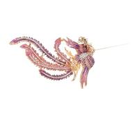 Broche Décorative Phénix pour Femme, Alliage de Zinc, Pourpre | Cristaux Scintillants, Style Élégant et Sophistiqué, pour Foulards et Manteaux, Sorties Décontractées ou Soirées