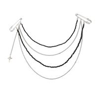 Broche décorative polyvalente avec chaîne à pompons et perles d'imitation pour embellir les vêtements, sacs, chapeaux pour un look élégant, taille unique, Comme décrit