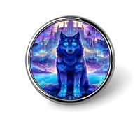 Broche décorative ronde en alliage d'aluminium, motif dragon blanc, loup et lune, inspirée du château du Loup Mystique. Accessoire élé pour vestes, sacs à dos, chapeaux et chemises. 2,5 cm (1 pouce).