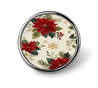 Broche décorative ronde en alliage d'aluminium, ornée d'un poinsettia, d'un gnome magique, d'un nuage, d'étoiles et de diamants, idéale pour vestes, sacs à dos, chapeaux et chemises. Accessoire élé en