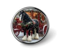 Broche décorative ronde en alliage d'aluminium représentant un carrosse de Noël, un flocon de neige, un gnome magique, un nuage, des étoiles et des diamants. Accessoire élé pour vestes, sacs à dos, ch