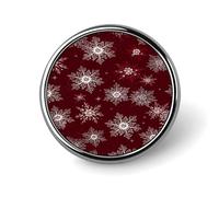 Broche décorative ronde en alliage d'aluminium représentant un taureau de Noël rouge et blanc avec des flocons de neige, des cadeaux et des sapins. Accessoire élé pour vestes, sacs à dos, chapeaux et