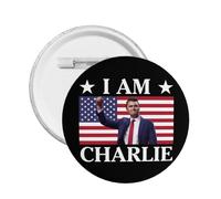 Broche décorative ronde « Je suis Charlie » avec inscription « Justice pour Charlie Kirk »