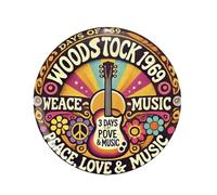 Broche Décorative Woodstock 1969, Badge Peace and Love, Design Festival de Musique, Épinglette pour Vêtements et Sacs, Motif Guitare Coloré, 4,2 cm