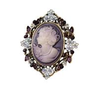 Broche décorée de style vintage avec motif camée de maides complexes - Finition dorée scintillante - Pour soirée, bal de fin d'année, taille unique, comme décrit