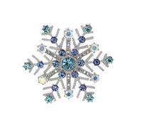Broche délicate en alliage avec strass - Motif flocon de neige - Décoration légère pour la poitrine - Décoration de vacances - Décoration de Noël - Strass - En alliage, One Size, Comme décrit