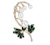 Broche délicate en alliage de zinc avec perles florales - Accessoire léger - Doré et argenté - Pour robes, vestes, muguets
