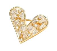 Broche délicate en forme de cœur en alliage de zircon pour une tenue élégante, One Size, Comme décrit