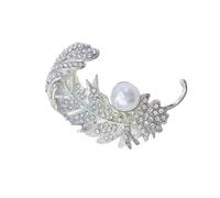 Broche délicate en forme de plumage en strass pour femme, bijoux vintage, convient pour ajouter du charme à diverses occasions, broche élégante en forme de plume