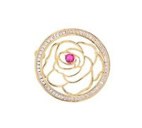 Broche délicate en forme de rose pour femme - Cristal creux - Cercle - Fleurs cubiques - Zircon cubique - Épinglette - Écharpe - Robe - Accessoire - Bijou, klein, Cuivre Cristal