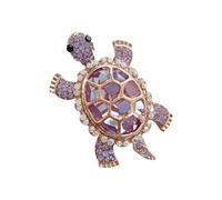 Broche délicate en forme de tortue en cristal étincelant avec fermeture sécurisée légère pour un usage quotidien - Broche élégante pour une fête, TAILLE UNIQUE, Comme décrit