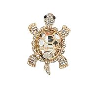 Broche délicate en forme de tortue en cristal étincelant avec fermeture sécurisée légère pour un usage quotidien - Broche élégante pour une fête, TAILLE UNIQUE, Comme décrit