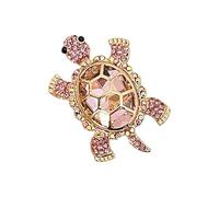 Broche délicate en forme de tortue en cristal étincelant avec fermeture sécurisée légère pour un usage quotidien - Broche élégante pour une fête, TAILLE UNIQUE, Comme décrit