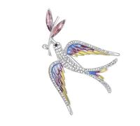 Broche délicate en forme d'hirondelle avec motif de branche complexe en goutte d'huile multicolore élégante pour les amateurs de bijoux, taille unique, Comme décrit