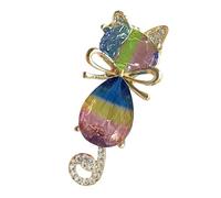 Broche design félin délicat, embellissement en scintillant, accessoire de poitrine en alliage robuste, pour les amoureux des animaux, broche féline élégante