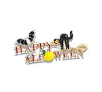 Broche d'Halloween en émail pour homme et femme - Unisexe - Plaqué or - Chauve-souris noire - Araignée - Balai de sorcière - Épinglettes mignonnes - Accessoires de robe de fête - Bijoux