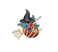 Broche d'Halloween ludique avec motif citrouille de sorcière en alliage de qualité supérieure pour des styles festifs, bijoux de sorcière polyvalents