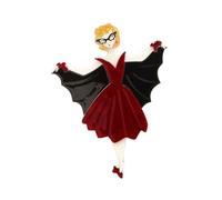 Broche d'Halloween Mme en rouge pour femme - Beauté punk magique - En acrylique - Bijou de corsage gothique pour sacs à dos, chapeaux, robes, corsages, accessoires de fête sorcière - Bijoux effrayants