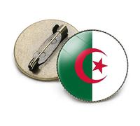 Broche D'Insigne De Drapeau De La Mode Algérienne, Insignes De Drapeau De Cercle Géométrique Pour Femmes Hommes République Nouveauté Bijoux De Charme, Sac Patriote Drapeau Temps Gemme Broche