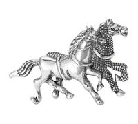 Broche d'inspiration vintage avec deux chevaux au galop - Bijoux en métal pour les amateurs d'équitation et deux chevaux formels, One Size, Comme décrit