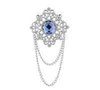 Broche dorée carrée en cristal avec chaîne à pampilles en métal creux en filigrane en forme de fleur rétro, 5*5cm, Zinc, Pas de gemme