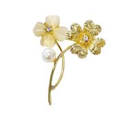 Broche dorée en forme de trèfle en forme de cœur pour femme - Élégante imitation nacre - Œil de chat - Trèfle - Fleur - Épinglettes porte-bonheur - Pour mariage, Noël, Saint-Patrick