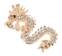 Broche Dragon Vintage Dorée en Alliage, Élégant Bijou Décoratif | Ornement Léger à Pierres Artificielles, Style Chic pour Anniversaires et Fêtes, Touche Féminine Raffinée