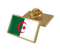 Broche Drapeau Algérien - Badge Géométrique Rétro Simple Imprimé Drapeau Pour Hommes Et Femmes Badge De Personnalité Patriotique Bouton De Col Épingle Pour Vestes Chemises Sacs À Dos Rectangulaire