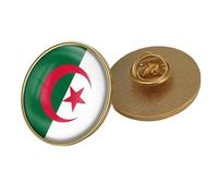 Broche Drapeau Algérien - Badge Géométrique Rétro Simple Pour Hommes Et Femmes, Badge De Personnalité Patriotique, Épingle De Col Pour Vestes, Chemises, Sacs À Dos Ronds