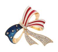Broche Drapeau Américain Nœud en Alliage, Pierre Élégante | Épinglette Légère et Portable, pour Veste ou Chapeau, Style Chic, Présent Patriote