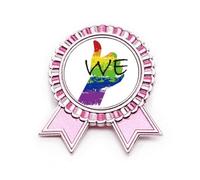 Broche drapeau arc-en-ciel LGBT We Art Déco Fashion Badge Pin Rose Winner Award Medal, M, Métal