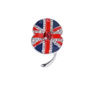 Broche drapeau britannique en strass pour homme et femme - Bleu et rouge - Émail - Médaille patriotique Union Jack, Métal, Zircon cubique