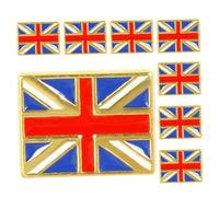 Broche Drapeau Britannique Rectangulaire 8 Pièces en Alliage de Zinc | Épingle Métallique, Insigne National pour Tenue Décontractée et Souvenir de Voyage