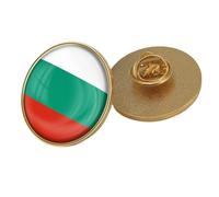 Broche Drapeau Bulgare - Style National Géométrique, Accessoire Vintage Fantaisie, Emblème National, Épinglette Ronde Pour Homme Et Femme