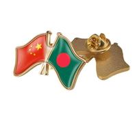 Broche Drapeau Chine-Bangladesh - Broche Magnétique Géométrique De Style National, Emblème National, Accessoire Fantaisie Pour Hommes Et Femmes