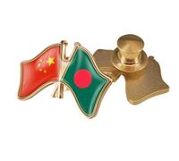 Broche Drapeau Chine-Bangladesh - Broche Magnétique Géométrique De Style National, Emblème National, Accessoire Fantaisie Pour Homme Et Femme.