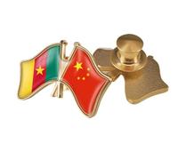 Broche Drapeau Chine-Cameroun - Broche Classique À Imprimé Géométrique En Cristal, Badges De Revers, Épingles À Boutons Pour Chemises, Vestes, Sacs À Dos, Accessoires, Badges, Bouton B
