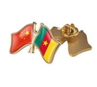Broche Drapeau Chine-Cameroun - Broches Classiques À Imprimé Géométrique En Cristal, Badges De Revers, Épingles À Boutons Pour Chemises, Vestes, Sacs À Dos, Badges Accessoires, Papillon A