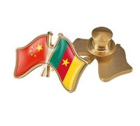 Broche Drapeau Chine-Cameroun - Broches Classiques À Imprimé Géométrique En Cristal, Badges De Revers, Épingles À Boutons Pour Chemises, Vestes, Sacs À Dos, Accessoires, Badges, Bouton A