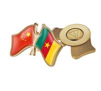 Broche Drapeau Chine Et Cameroun - Broches Classiques À Imprimé Géométrique En Cristal, Badges De Revers, Épingles À Boutons Pour Chemises, Vestes, Sacs À Dos, Badges Accessoires Magnétiques A
