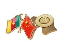 Broche Drapeau Chine Et Cameroun - Broches Classiques À Imprimé Géométrique En Cristal, Badges De Revers, Épingles À Boutons Pour Chemises, Vestes, Sacs À Dos, Badges Accessoires Magnétiques B