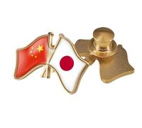 Broche Drapeau Chine Et Japon Croisés - Broches Classiques À Imprimé Cristal Géométrique, Badges De Revers, Boutons De Chemise, De Veste, De Sac À Dos, Accessoires, Badges, Bouton A