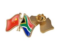 Broche Drapeau Croisé Chine-Afrique Du Sud - Broche Personnalisée En Cristal En Forme De Drapeau, Épinglette Patriotique, Accessoires Pour Vêtements Pour Femmes Et Hommes, Papillon A