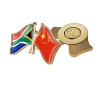 Broche Drapeau Croisé Chine Et Afrique Du Sud - Broche Personnalisée En Cristal En Forme De Drapeau, Épinglette Patriotique, Accessoires Pour Vêtements Pour Femmes Et Hommes, Magnétique B
