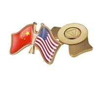 Broche Drapeau Croisé Chine Et États-Unis - Broches Classiques À Imprimé Géométrique En Cristal, Badges De Revers, Épingles À Boutons Pour Chemise, Veste, Sac À Dos, Accessoire Magnétique A