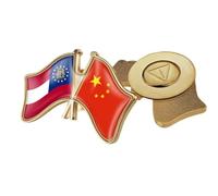 Broche Drapeau Croisé De Chine Et De Géorgie Épingle À Revers Magnétique Géométrique De Style National Accessoire De Badge De Broche D'Emblème National Fantaisie Pour Hommes Et Femmes Magnétique B