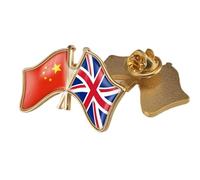 Broche Drapeau De La Chine Et De La Grande-Bretagne - Badge D'Amitié Imprimé Drapeau Géométrique Rétro Pour Hommes Et Femmes Patriotiques Vestes Chemises Sacs À Dos Col Badge Papillon A