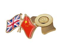 Broche Drapeau De La Chine Et De La Grande-Bretagne - Badge D'Amitié Imprimé Drapeau Géométrique Rétro Pour Hommes Femmes Patriotiques Vestes Chemises Sacs À Dos Col Badge Magnétique B