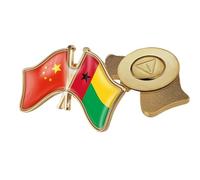 Broche Drapeau De La Chine Et De La Guinée-Bissau - Badge D'Amitié Imprimé Drapeau Géométrique Rétro Pour Hommes Femmes Patriotiques Vestes Chemises Sacs À Dos Col Badge Magnétique A